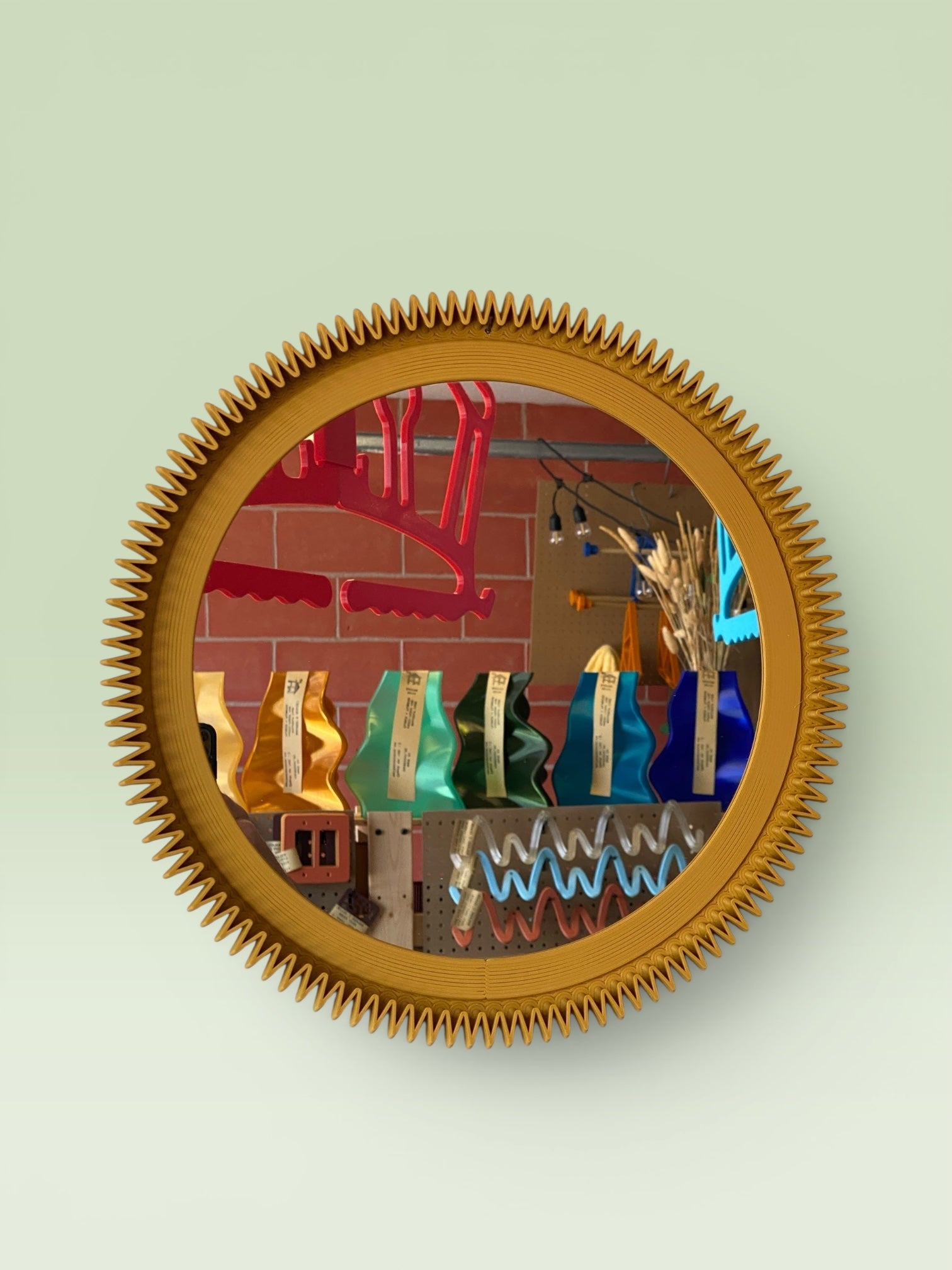 Zig-Zag Round Wall Mirror
