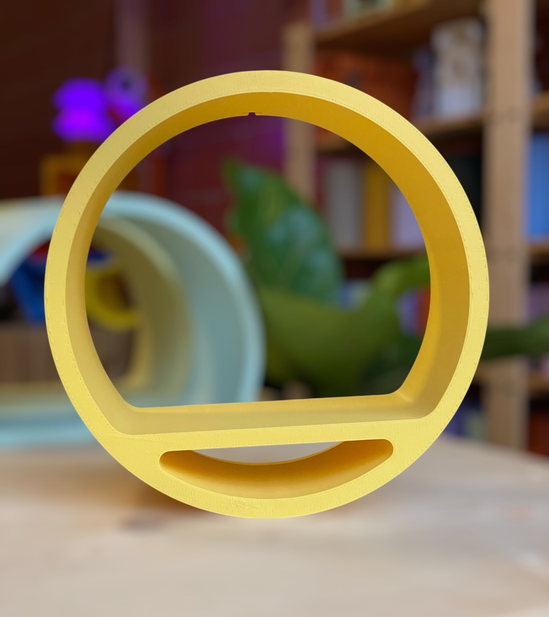 Yellow plastic shelf 